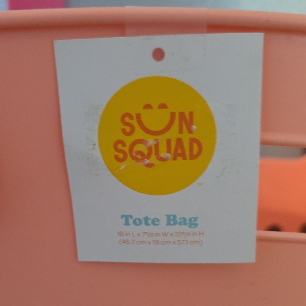 Sun Squad Coral and Fuchsia Beach Tote - Picture 2 of 4